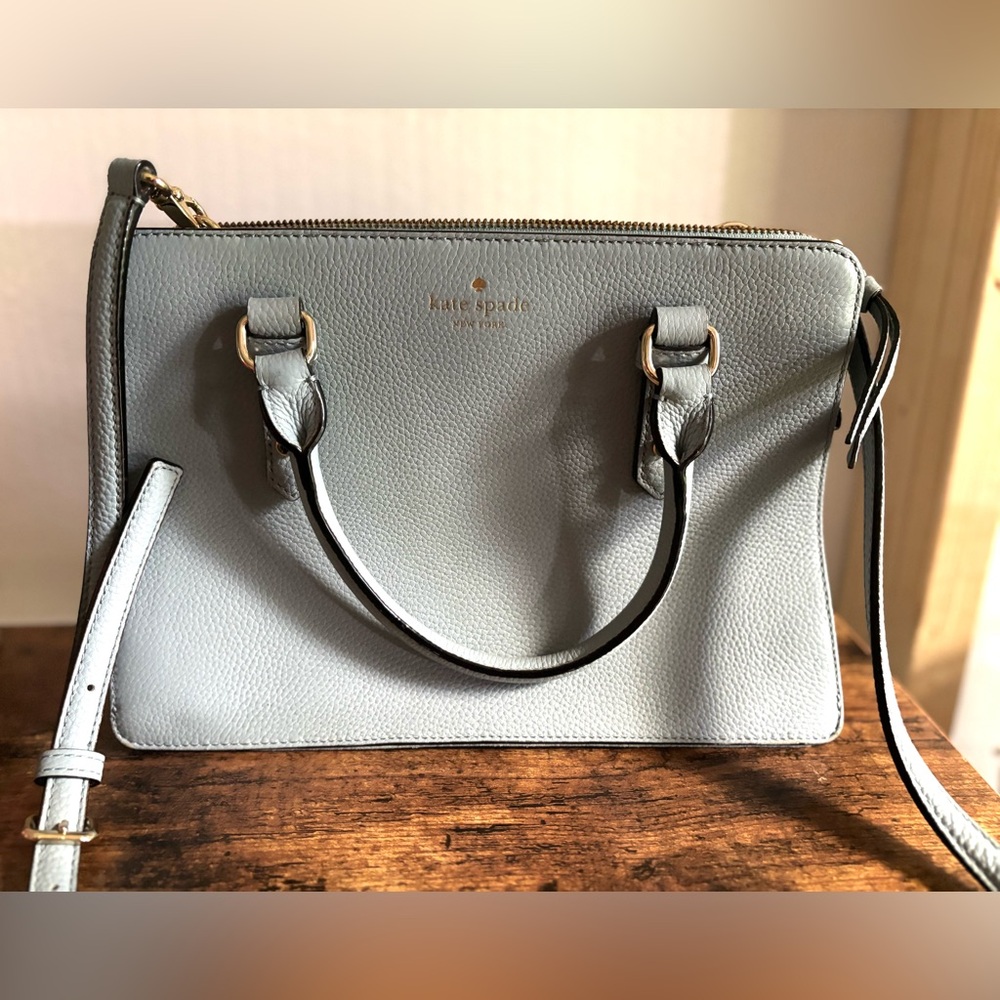 Kate Spade Grayish blue Leather Handbag carried 1 time